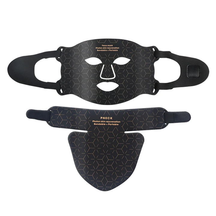 Premium Silicone LED Facial Mask with Neck Coverage - 4 Colors Photon Light Therapy, 168 LED Beads, Anti-Aging, Acne 