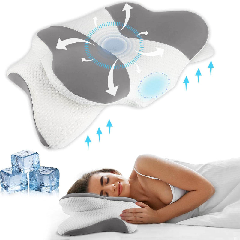 High-Quality Ergonomic Memory Foam Cervical Pillow - Neck & Shoulder Support, Adjustable for Side, Back & Stomach Sleepers,