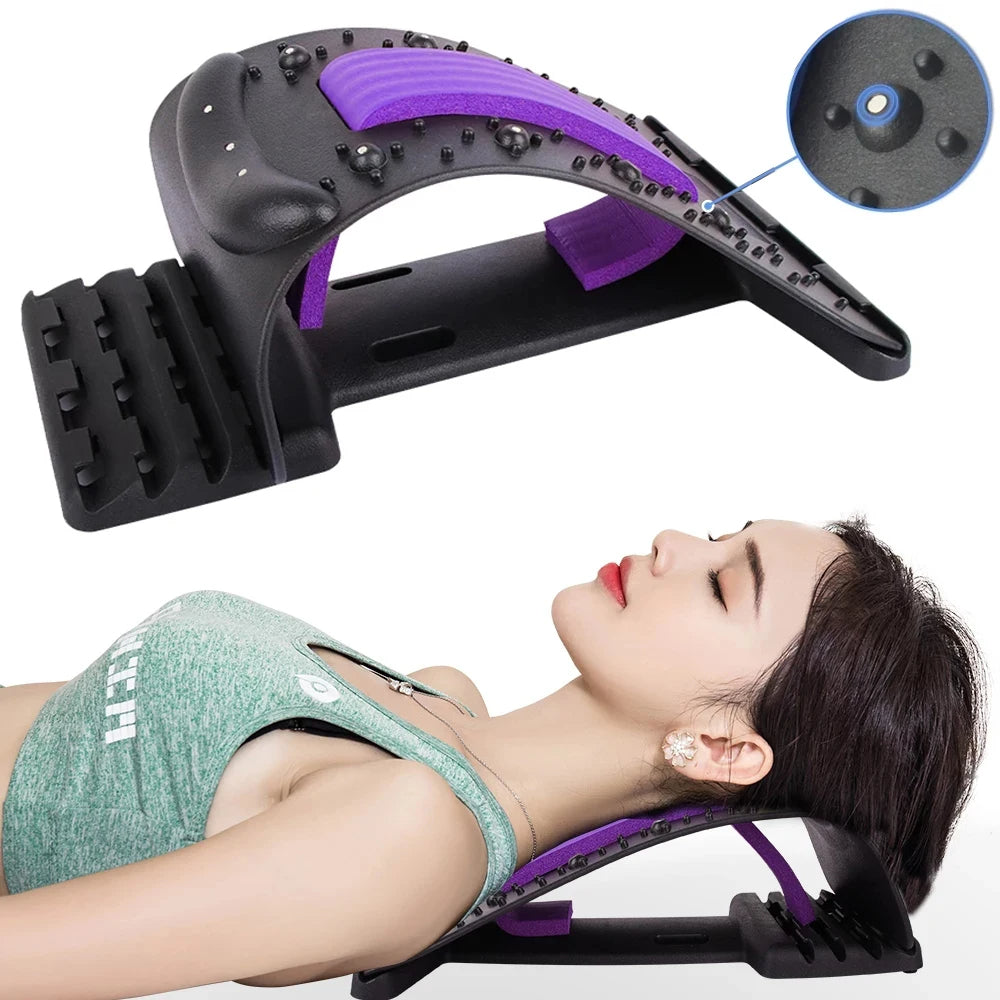 High-Quality 4-Level Neck & Back Stretcher with Magnetotherapy - Adjustable Cervical Spine Support for Pain Relief, Lumbar and Upper Back Massage Tool for Home & Office - StrengthXPhysiotherapy