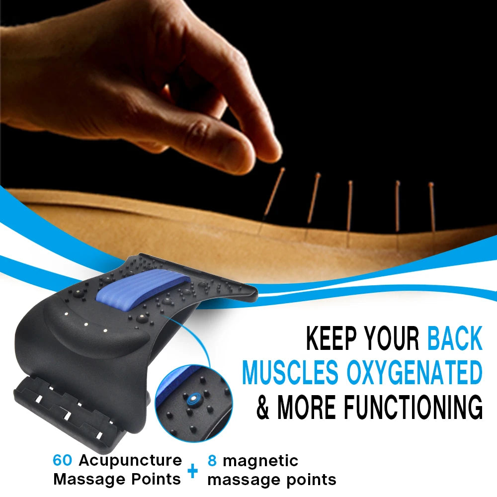 High-Quality 4-Level Neck & Back Stretcher with Magnetotherapy - Adjustable Cervical Spine Support for Pain Relief, Lumbar and Upper Back Massage Tool for Home & Office - StrengthXPhysiotherapy