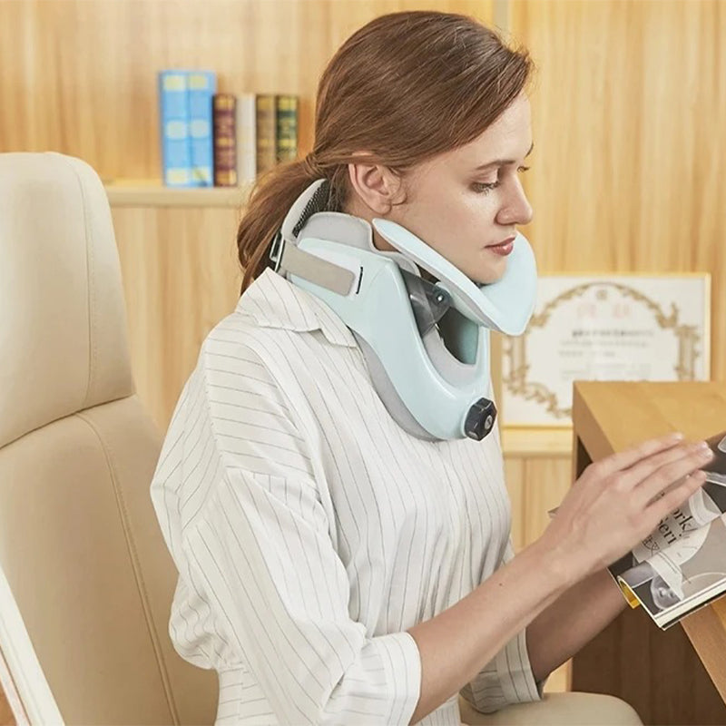 Premium Adjustable Neck Stretcher with Air Sac for Home Cervical Traction, Spine Alignment & Pain Relief, Lightweight and Comfortable Neck Support Collar - StrengthXPhysiotherapy