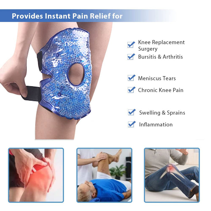 Premium Reusable Knee Ice Pack Wrap for Pain Relief, Sports Injuries, Flexible Hot Cold Therapy, Post-Surgery Recovery, 