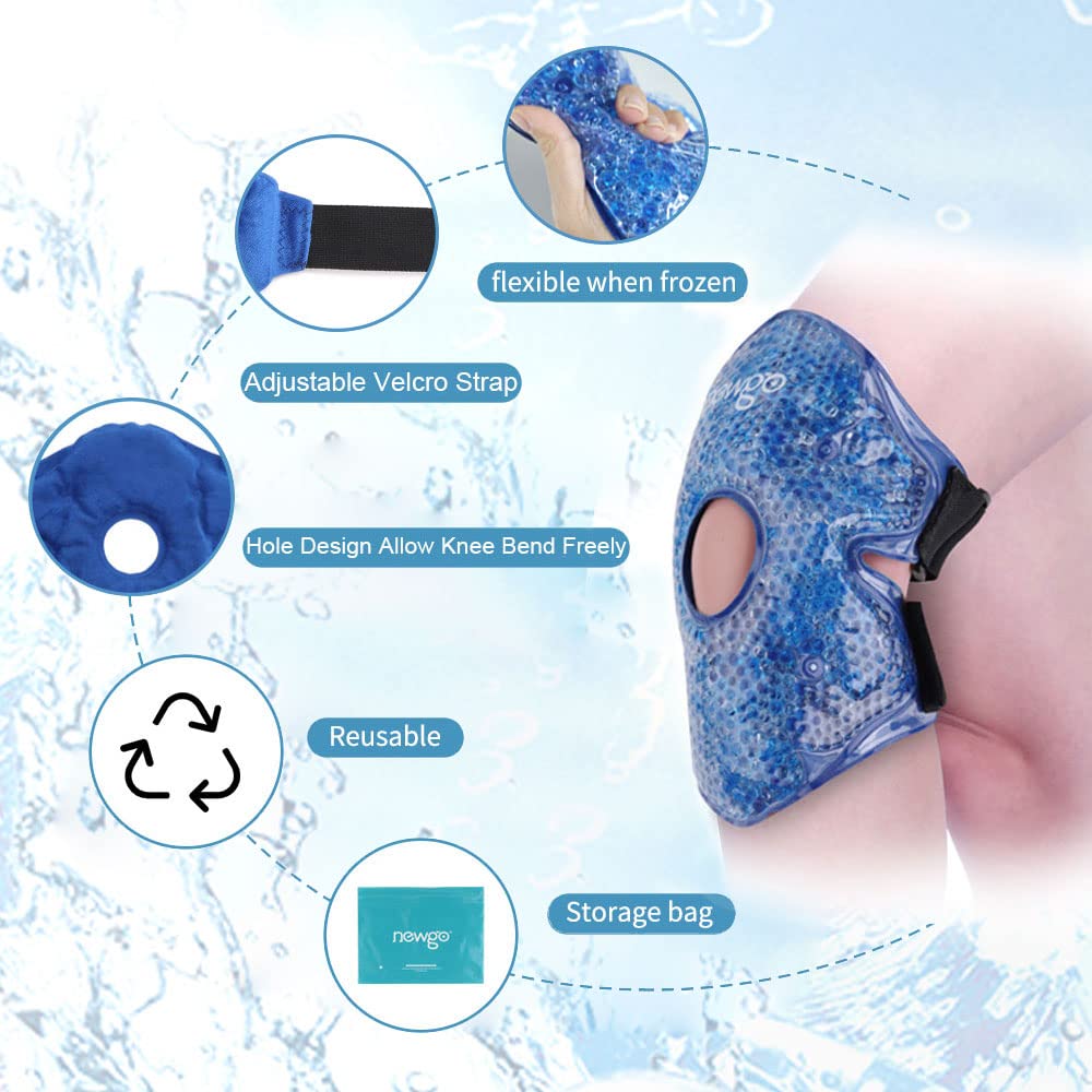 Premium Reusable Knee Ice Pack Wrap for Pain Relief, Sports Injuries, Flexible Hot Cold Therapy, Post-Surgery Recovery, 