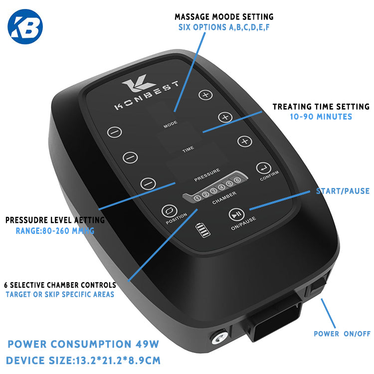 Premium Air Compression Massager for Legs and Feet – 6 Cavity Pressotherapy Boots for Improved Blood Circulation, Relaxation,
