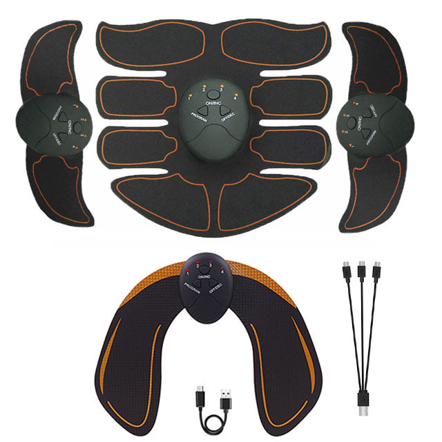 Premium EMS Muscle Stimulator Abdominal Hip Trainer with LCD Display | USB Rechargeable Fitness Toner for Body Slimming & 