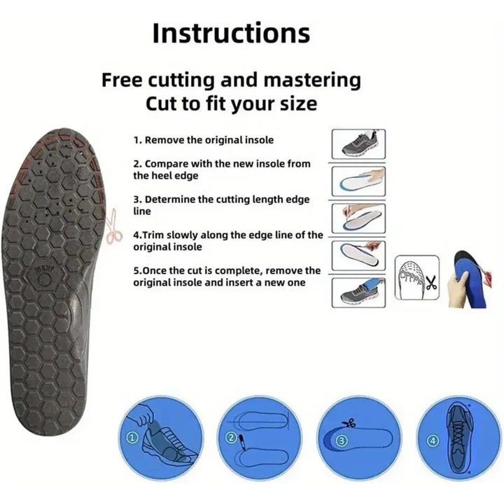 Premium Acupressure Foot Insoles for Men & Women - Orthopedic Gel Magnetic Shoe Inserts for Fatigue Relief, Odor Control  