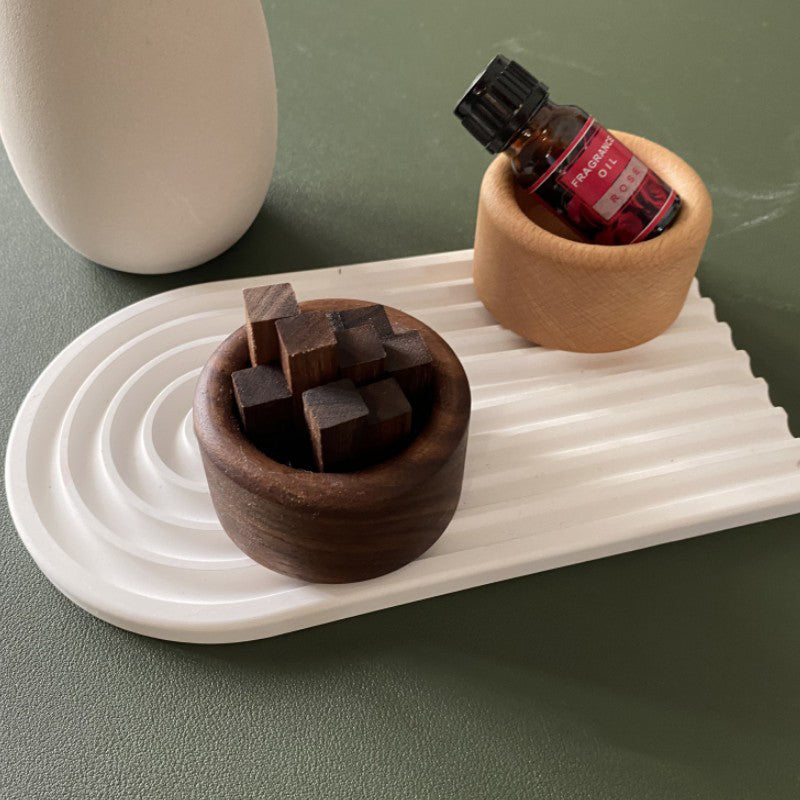 Luxury Essential Oil Wood Diffuser – Unique Wood Art Fireless Aroma Diffuser, Beech/Black Walnut Aromatherapy Ornament for 