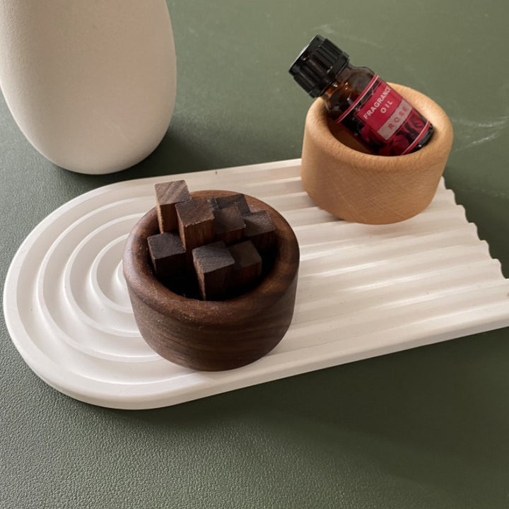 Luxury Essential Oil Wood Diffuser – Unique Wood Art Fireless Aroma Diffuser, Beech/Black Walnut Aromatherapy Ornament for 