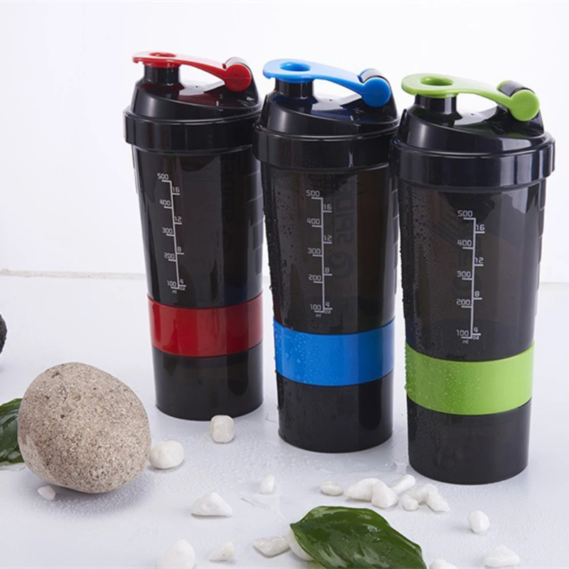 Premium 500ML Portable Protein Powder Shaker Bottle – High Capacity Sports Blender with Powder Case – Plastic Water Cup for Gym & Fitness – Modern, Leak-Proof Design - StrengthXPhysiotherapy