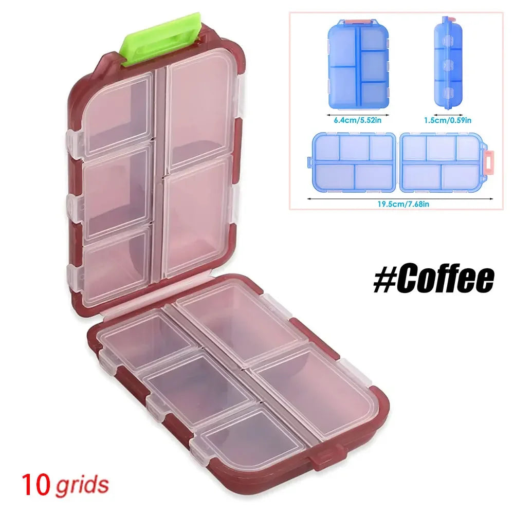 Premium Portable 10-Grid Pill Organizer – Compact Medicine Holder for Vitamins, Fish Oils, and Tablets – Moisture-Proof, Eco
