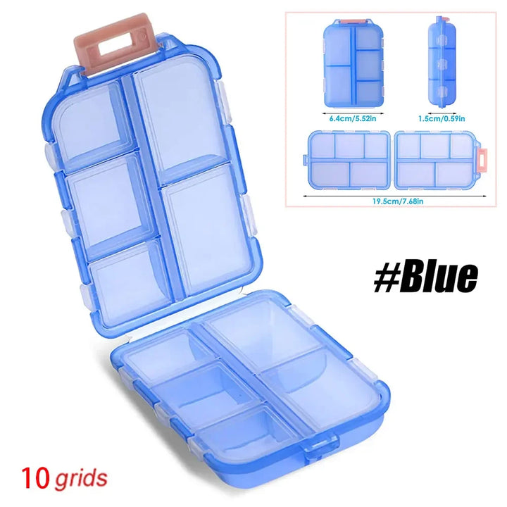 Premium Portable 10-Grid Pill Organizer – Compact Medicine Holder for Vitamins, Fish Oils, and Tablets – Moisture-Proof, Eco