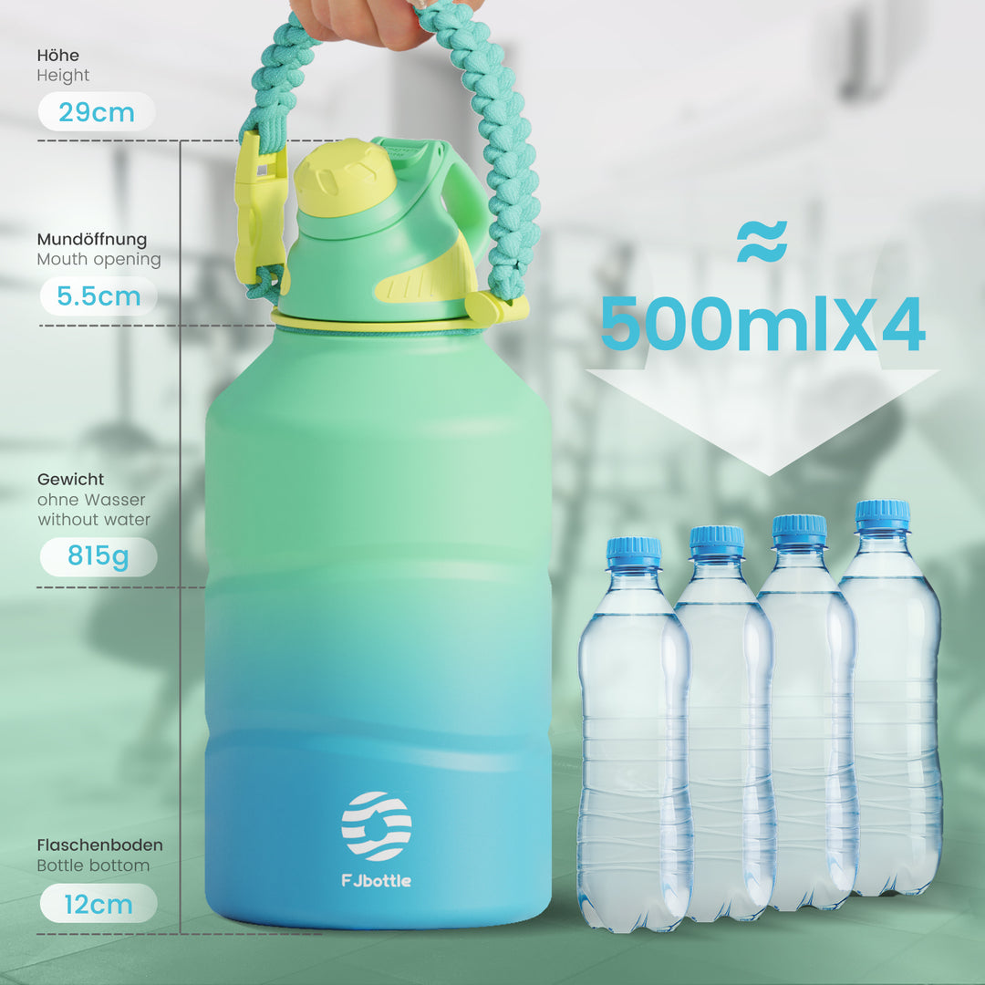 Premium 1.9L Stainless Steel Thermos Bottle – Large Capacity Cold & Hot Vacuum Flask with Rope, Thermal Water Bottle for Gym,