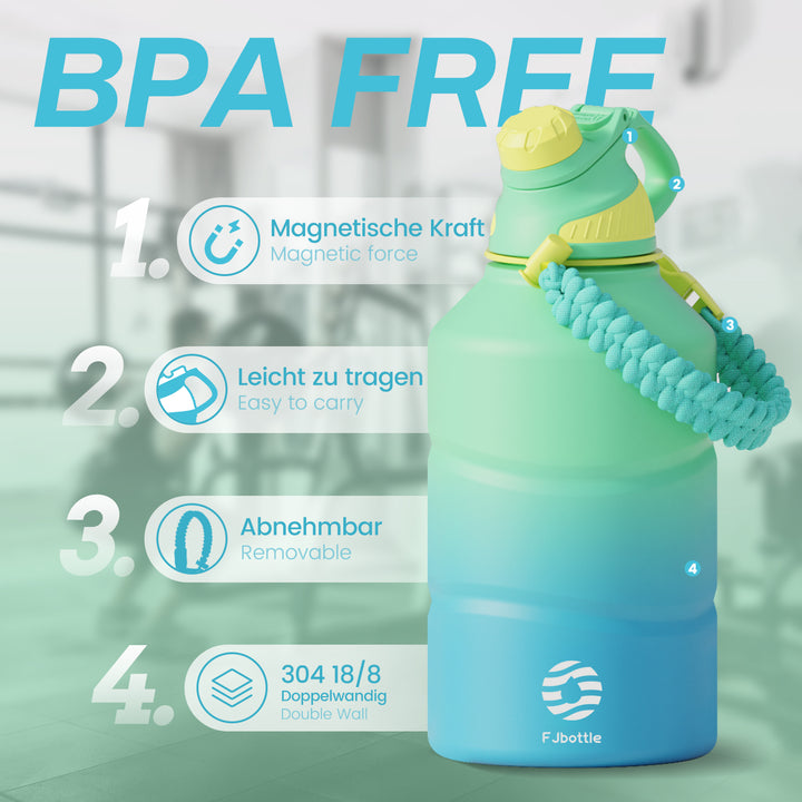 Premium 1.9L Stainless Steel Thermos Bottle – Large Capacity Cold & Hot Vacuum Flask with Rope, Thermal Water Bottle for Gym,