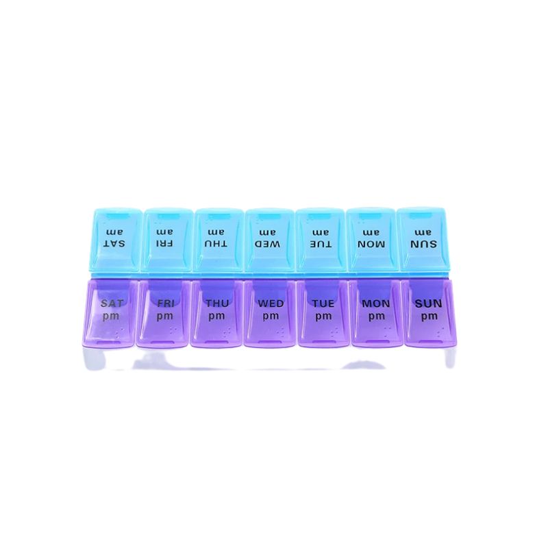 Premium Weekly Travel Pill Organizer – 7-Day 14-Grid Medicine Storage Box for Tablets, Vitamins, Fish Oils, and Supplements