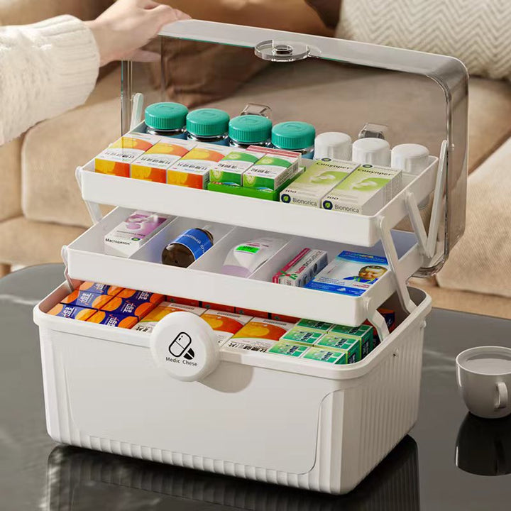 Premium Large Capacity Medicine Box – Multi-Layer Family Organizer, Portable First Aid Kit for Home, Travel, and Daily Use, 