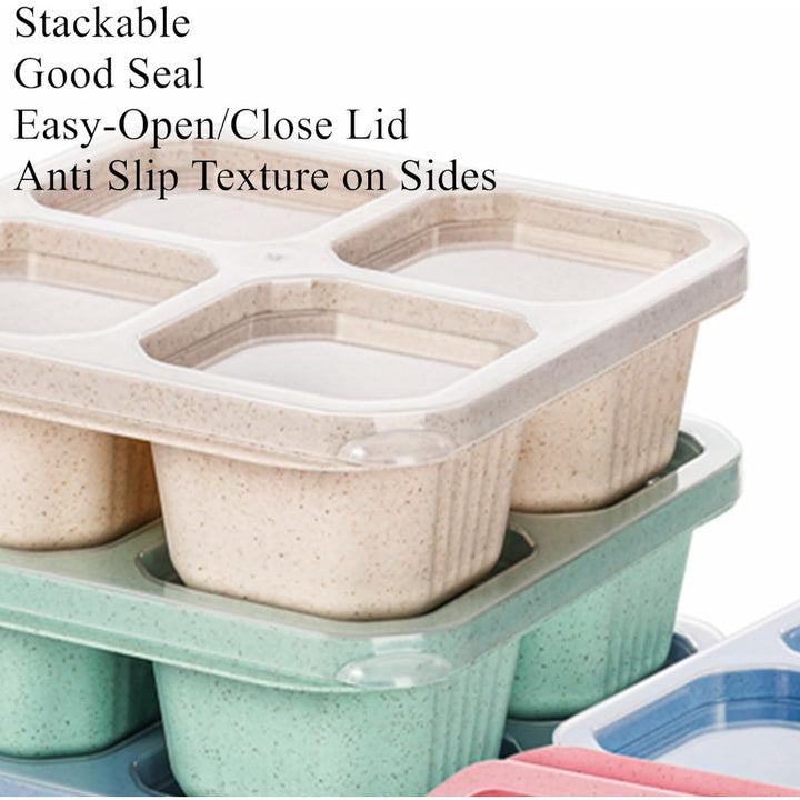 Premium Reusable 4-Grid Snack Containers – Portable Meal Prep Lunch Box, Leak-Proof, Large Capacity, Multi-Compartment 
