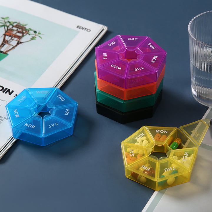 Premium Mini Portable Pill Organizer – Weekly Travel Tablet Holder, Compact 7-Day Storage Box for Pills, Vitamins, and  