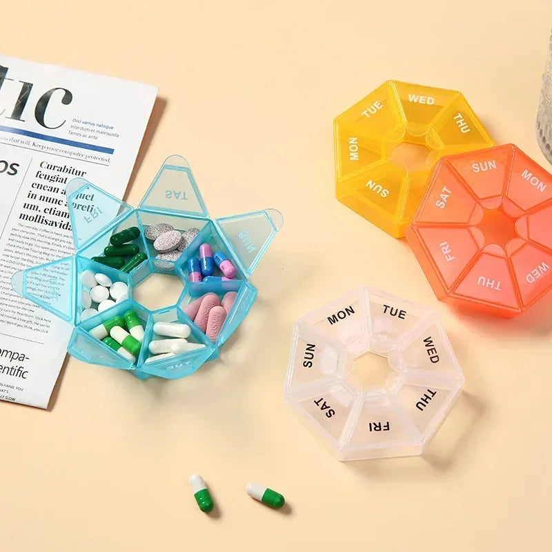 Premium Mini Portable Pill Organizer – Weekly Travel Tablet Holder, Compact 7-Day Storage Box for Pills, Vitamins, and  