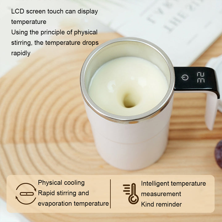 Premium Self Stirring Magnetic Mug – USB Rechargeable Smart Coffee & Tea Cup with LCD Temperature Display – Automatic 