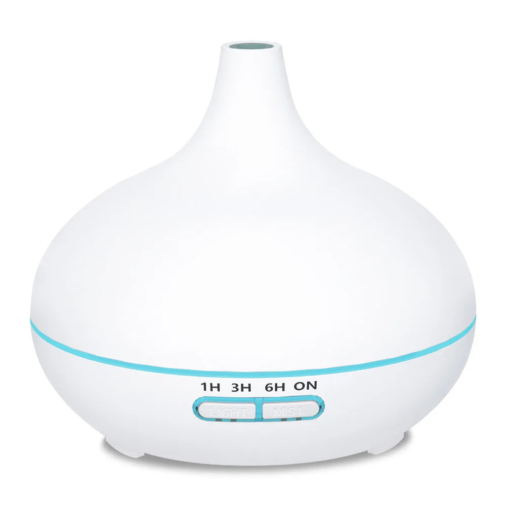 Premium 550ml Wood Grain USB Aroma Diffuser, Essential Oil Humidifier with 7 LED Colors & Remote Control