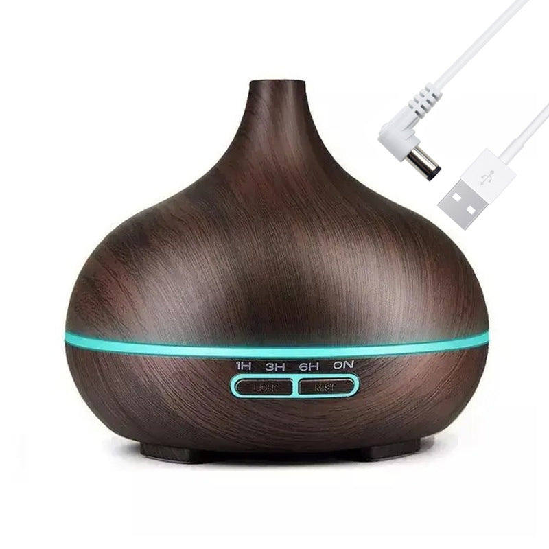 Premium 550ml Wood Grain USB Aroma Diffuser, Essential Oil Humidifier with 7 LED Colors & Remote Control