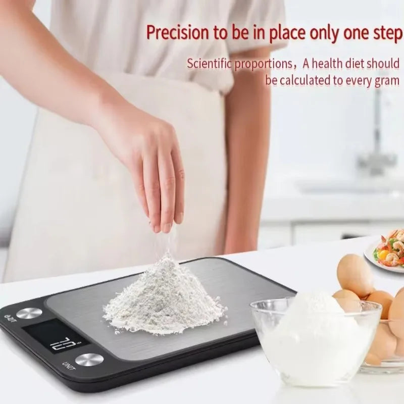 Premium Kitchen Scale 15Kg/1g – Stainless Steel Digital Food and Coffee Weighing Scale, LED Display, Battery-Powered, Multi-