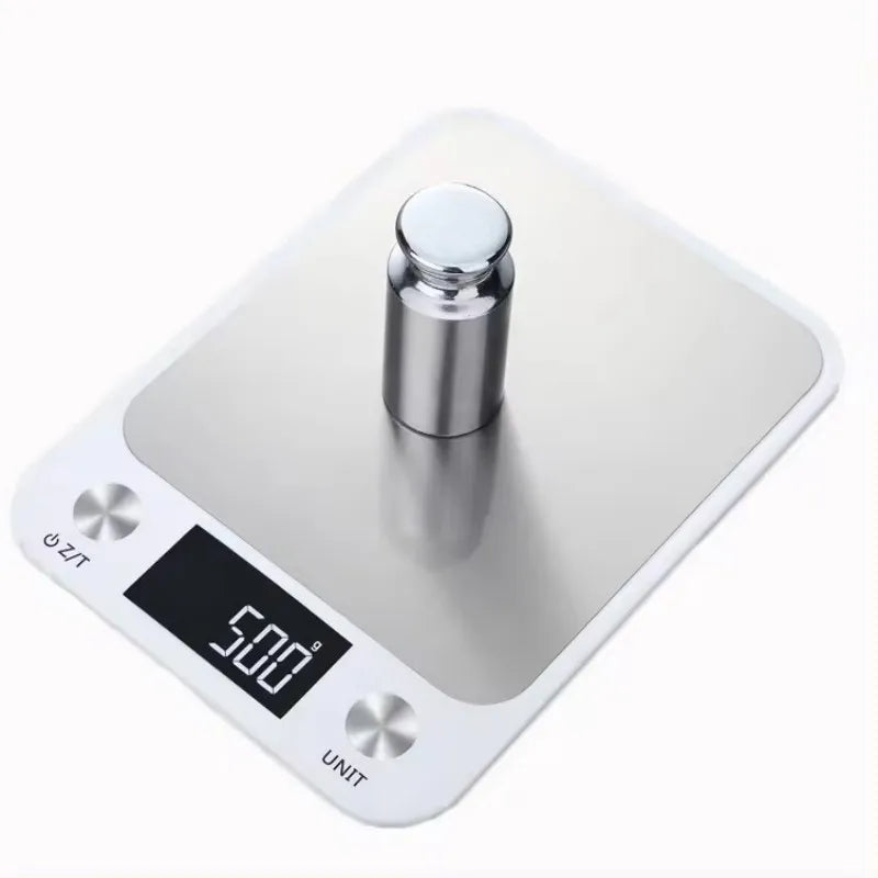 Premium Kitchen Scale 15Kg/1g – Stainless Steel Digital Food and Coffee Weighing Scale, LED Display, Battery-Powered, Multi-