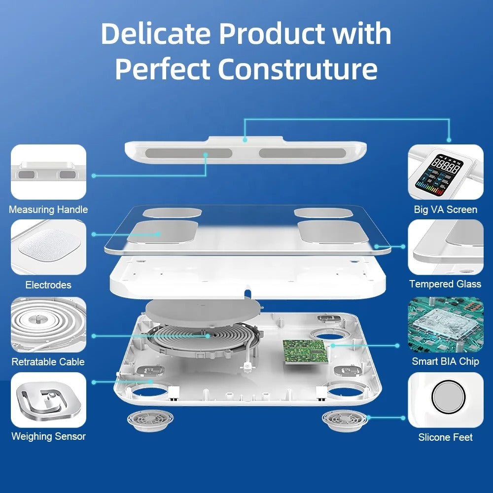 Premium Smart Body Composition Scale – 8 Electrode Bioimpedance Digital Weight Scale, Tracks Body Fat, Water, Muscle Mass, BMI, and More, Accurate Measurements for Health Monitoring - StrengthXPhysiotherapy