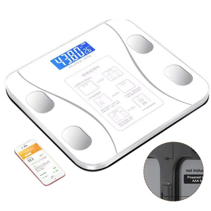 Premium Smart Digital Body Weight Scale – Wireless Fat Analyzer with Smartphone App, Tempered Glass Design, Available in, 