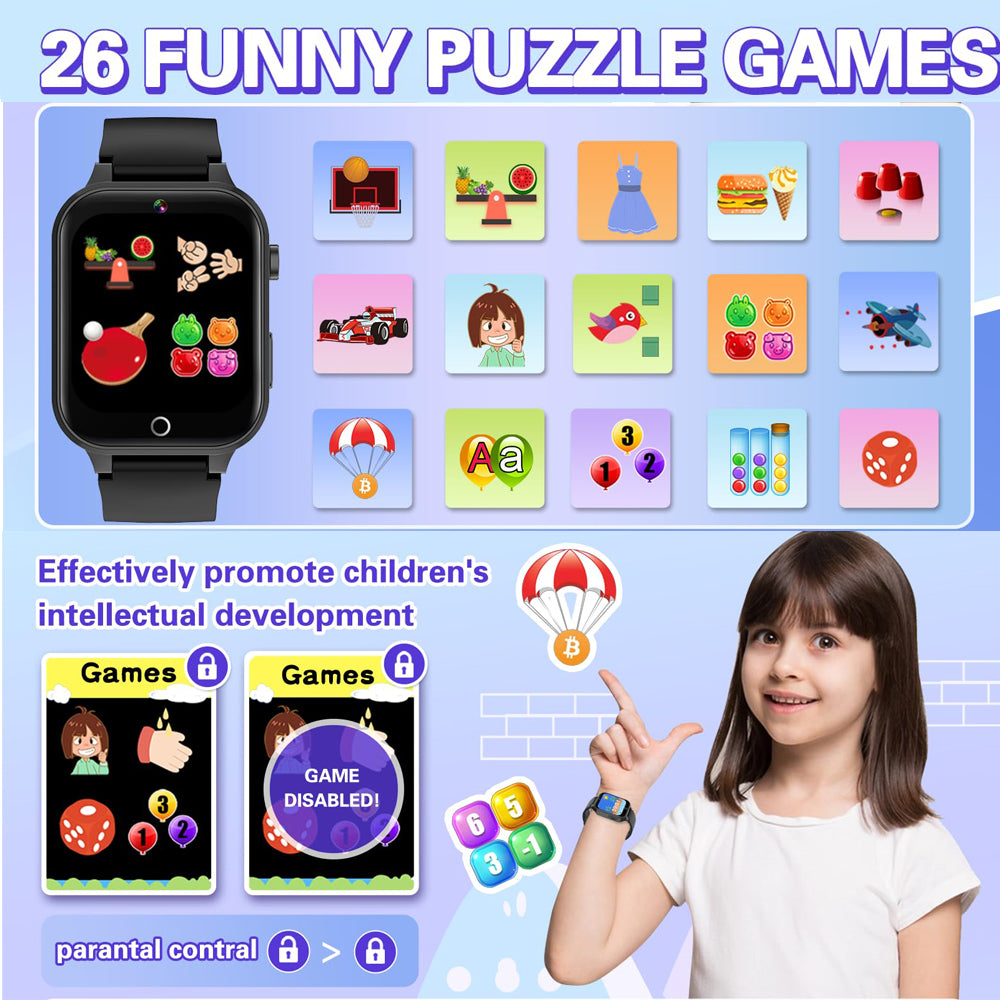 Premium 4G Kids Smartwatch – Video Call, GPS Tracking, IP67 Waterproof, 8GB ROM, Health Monitoring, Wi-Fi, Voice & Video