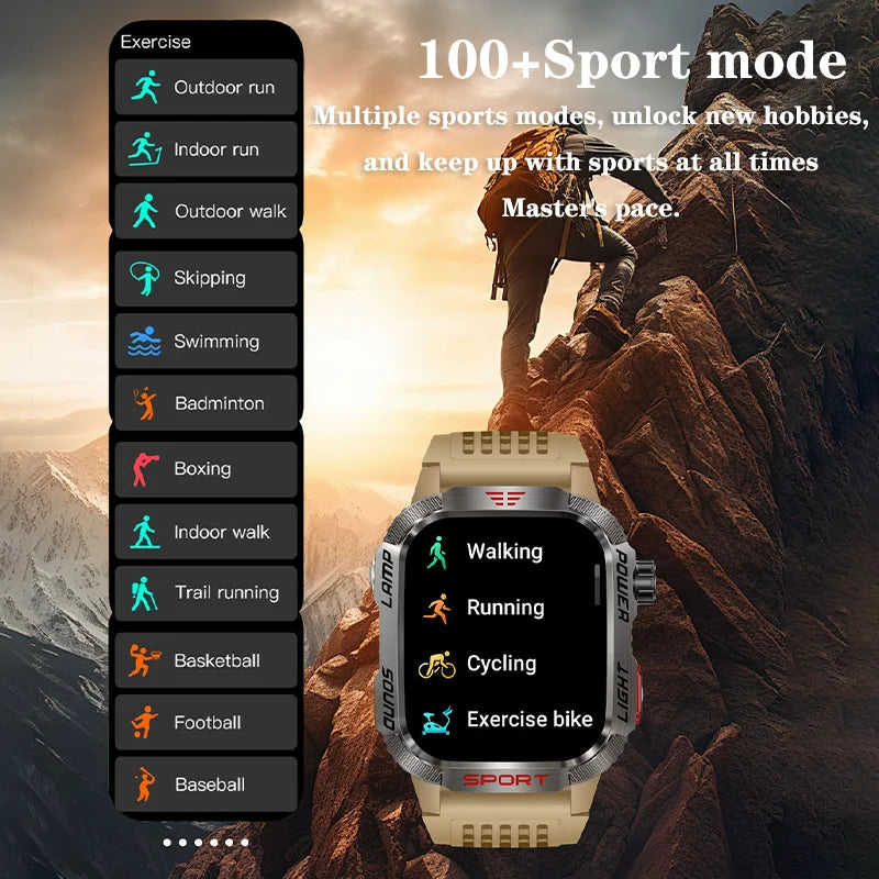 Premium GPS Smartwatch for Men – 2.01" HD Display, Waterproof, Bluetooth Calling, Compass, Flashlight, Fitness Tracker, 600m 