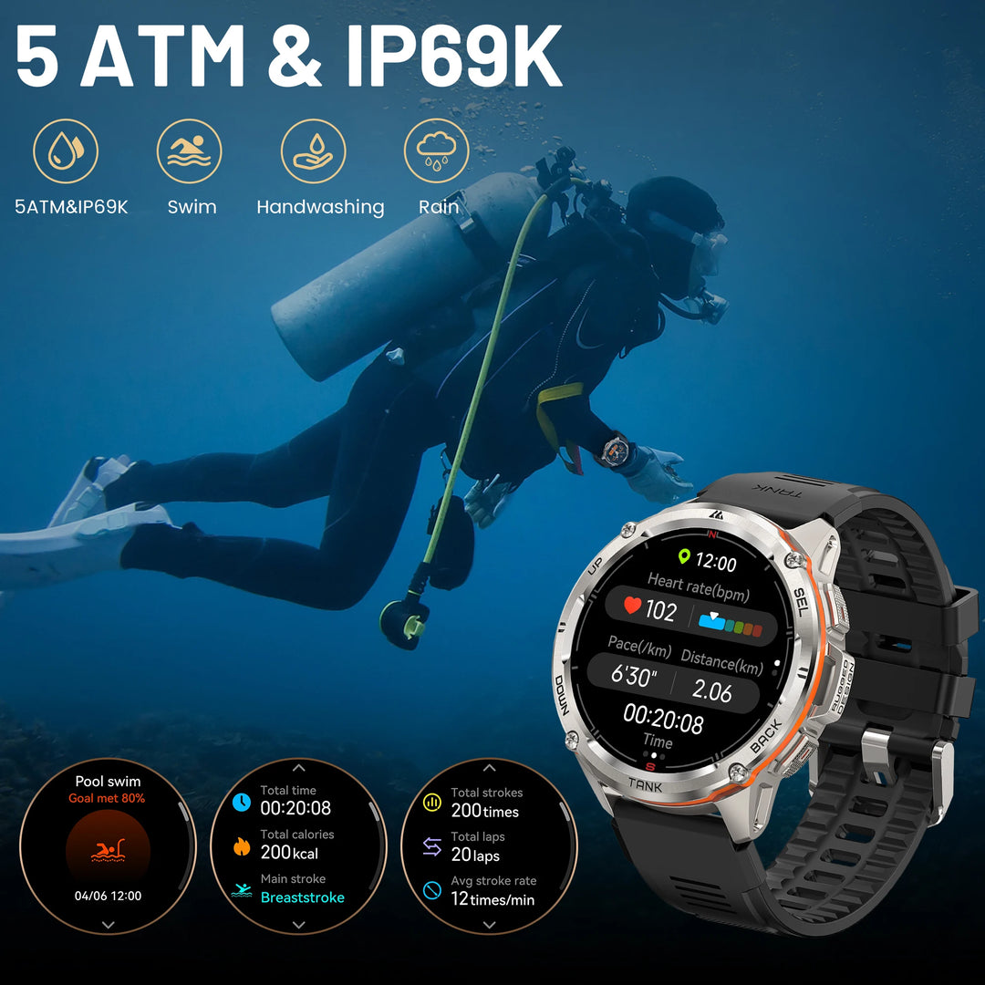 Premium Ultra GPS Smartwatch for Men, 470mAh AMOLED Fitness Tracker, Bluetooth, Digital Watch with AOD, Heart Rate Monitor, Activity Tracker & More - StrengthXPhysiotherapy