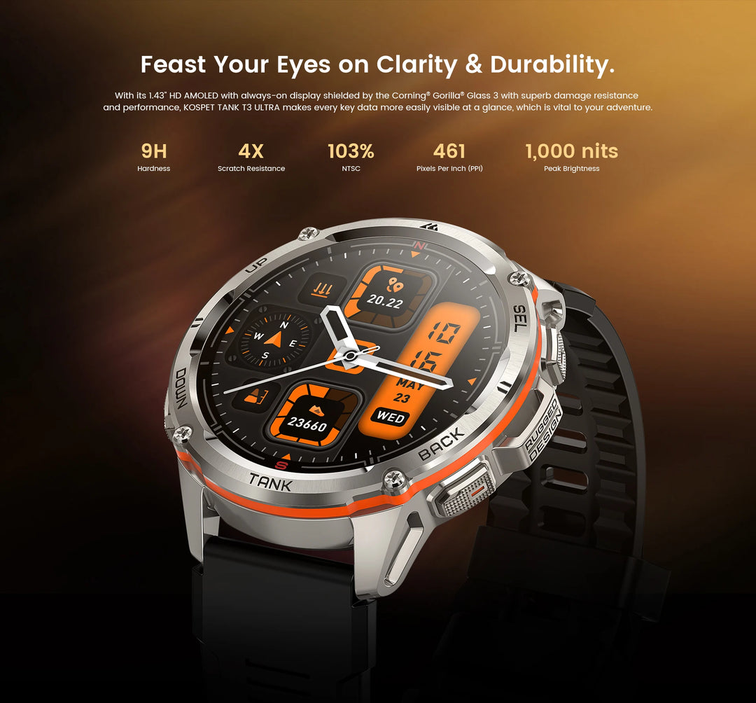 Premium Ultra GPS Smartwatch for Men, 470mAh AMOLED Fitness Tracker, Bluetooth, Digital Watch with AOD, Heart Rate Monitor, Activity Tracker & More - StrengthXPhysiotherapy