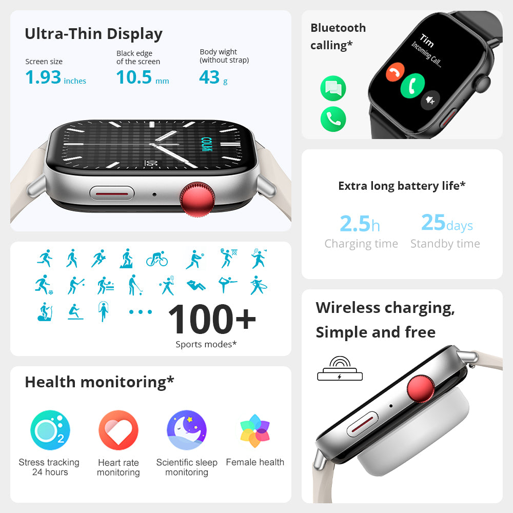 Premium Voice Calling Smartwatch – 1.9" Health Monitoring, IP68 Waterproof, Smart Notifications, Fitness Tracking, Voice 