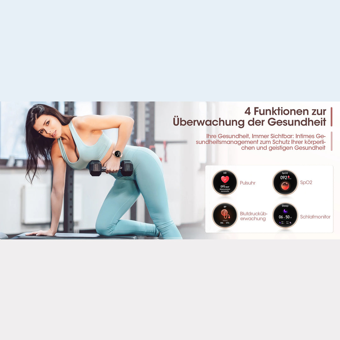 Premium Smartwatch for Women – Wireless Call/Dial, 19 Sports Modes, Sleep Monitoring, Music Player, Pedometer, Female Functions, Perfect Birthday Gift - StrengthXPhysiotherapy