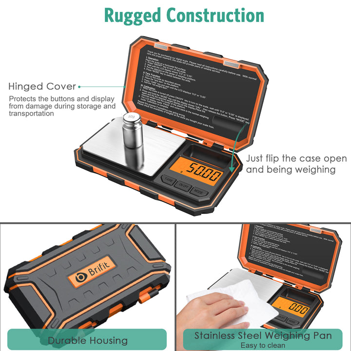 Premium Digital Pocket Scale – 200g Capacity, 0.01g Precision, Multi-Unit Conversion, Calibration Weight Included for Food, 