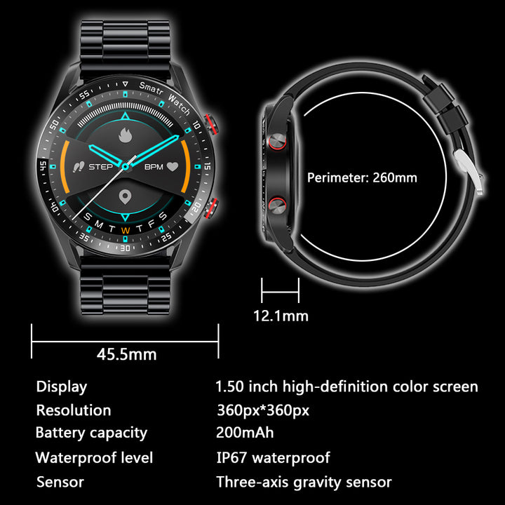Premium Smartwatch for Men – Full Circle Touch Screen, Bluetooth Call, Waterproof, Heart Rate & Blood Pressure Monitoring,