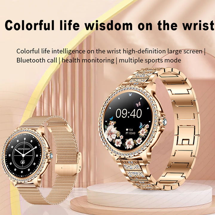Premium Fashion Smartwatch for Women, 1.04" AMOLED Screen, Bluetooth Call, Metal Body, IP68 Waterproof, Heart Rate, Music 