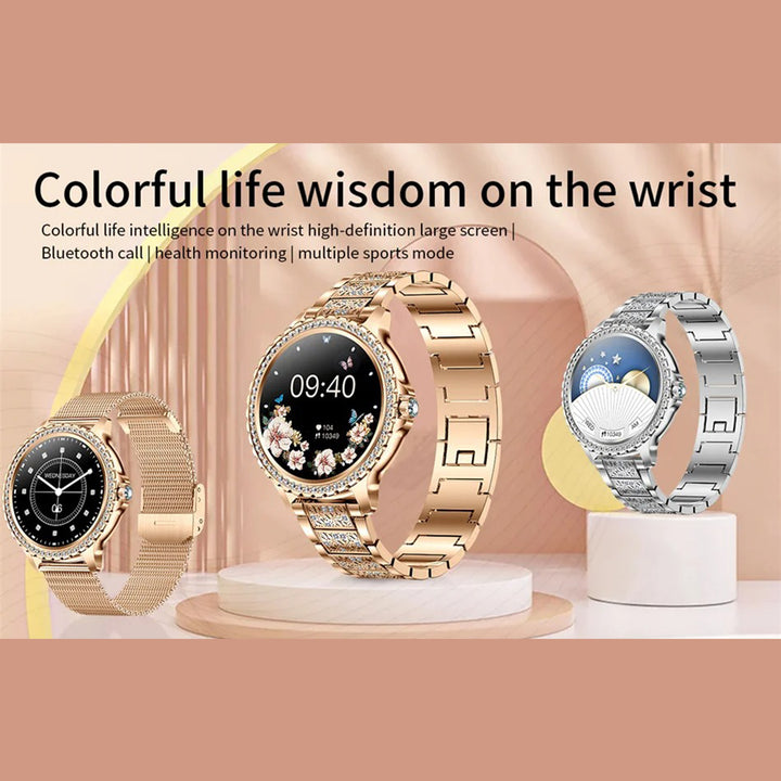 Premium Fashion Smartwatch for Women, 1.04" AMOLED Screen, Bluetooth Call, Metal Body, IP68 Waterproof, Heart Rate, Music Control, Sleep & Fitness Tracking, Multiple Sports Modes - StrengthXPhysiotherapy