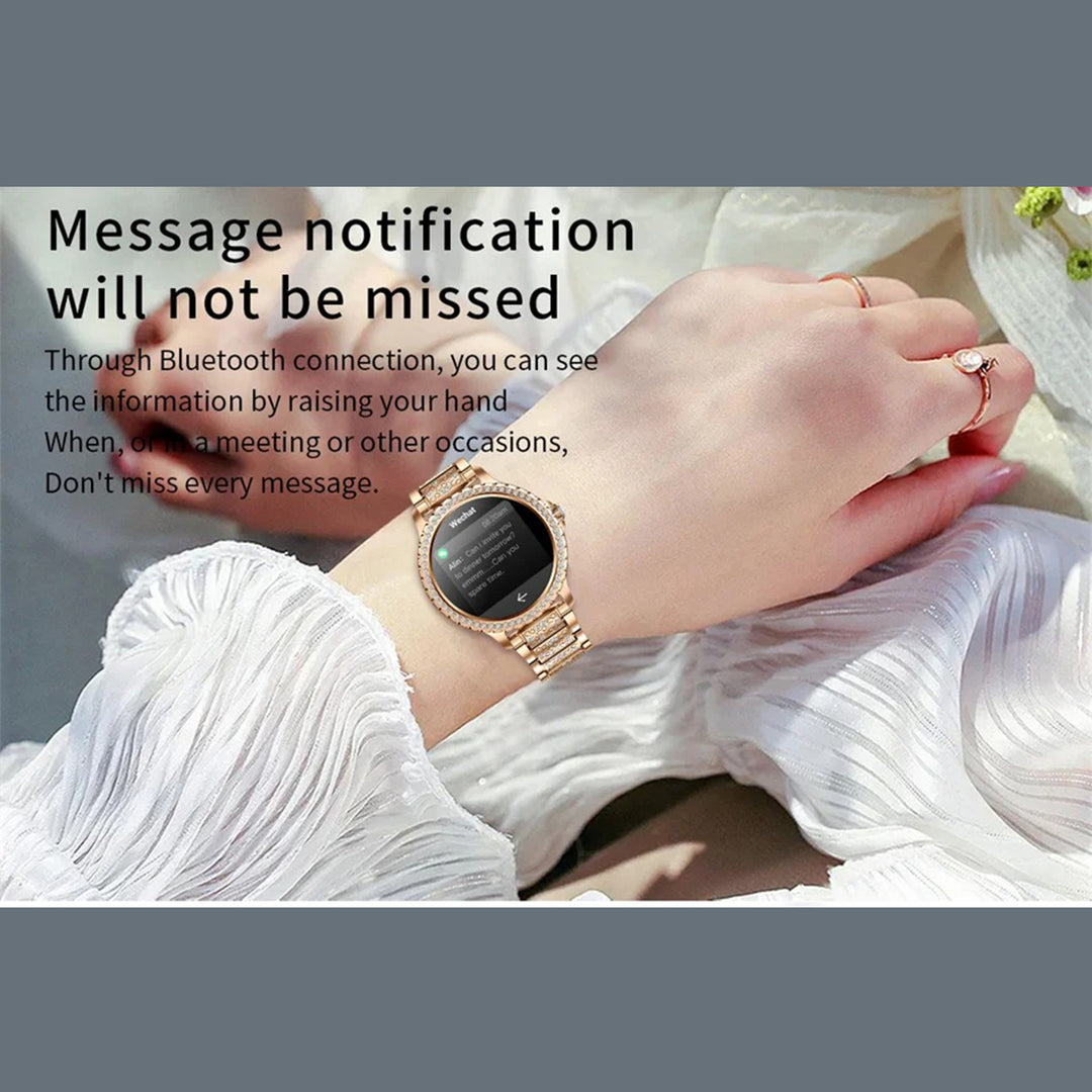 Premium Fashion Smartwatch for Women, 1.04" AMOLED Screen, Bluetooth Call, Metal Body, IP68 Waterproof, Heart Rate, Music Control, Sleep & Fitness Tracking, Multiple Sports Modes - StrengthXPhysiotherapy