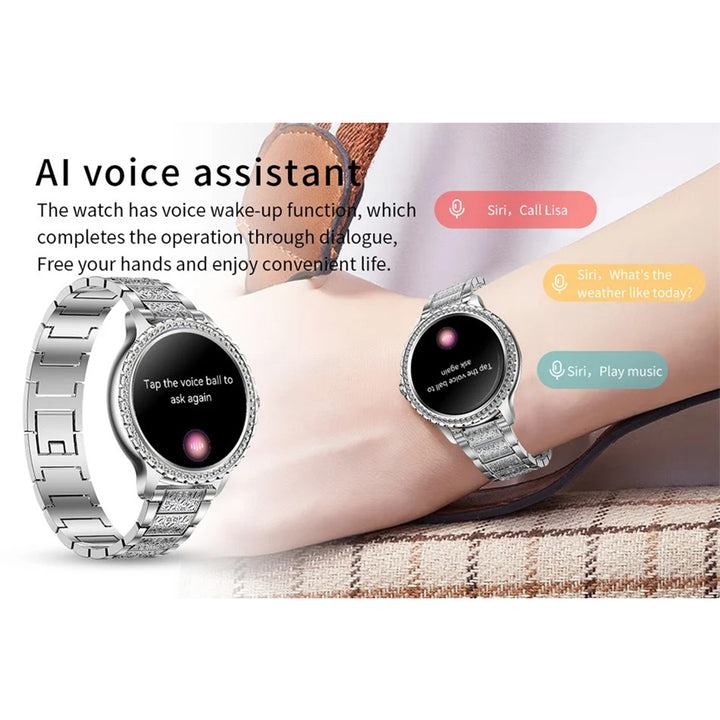 Premium Fashion Smartwatch for Women, 1.04" AMOLED Screen, Bluetooth Call, Metal Body, IP68 Waterproof, Heart Rate, Music Control, Sleep & Fitness Tracking, Multiple Sports Modes - StrengthXPhysiotherapy