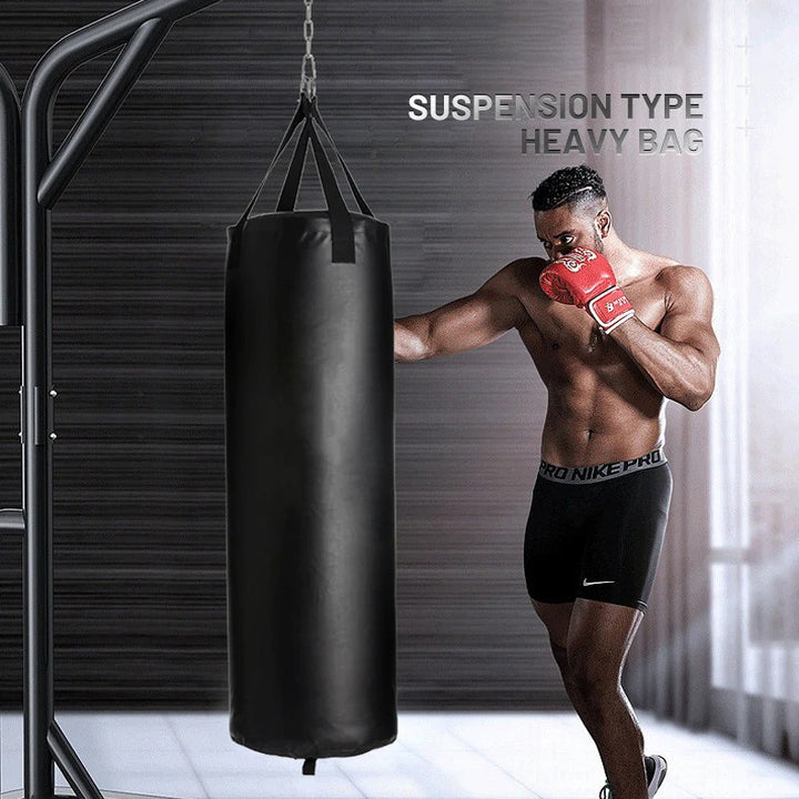 Premium Professional Boxing Sandbag – 40/46in Empty Heavy Punching Bag for Gym & Fitness – Durable Synthetic Leather, Reinforced Webbing, Hanging Kick Training – Includes Hook, Carabiner & Handwraps - StrengthXPhysiotherapy