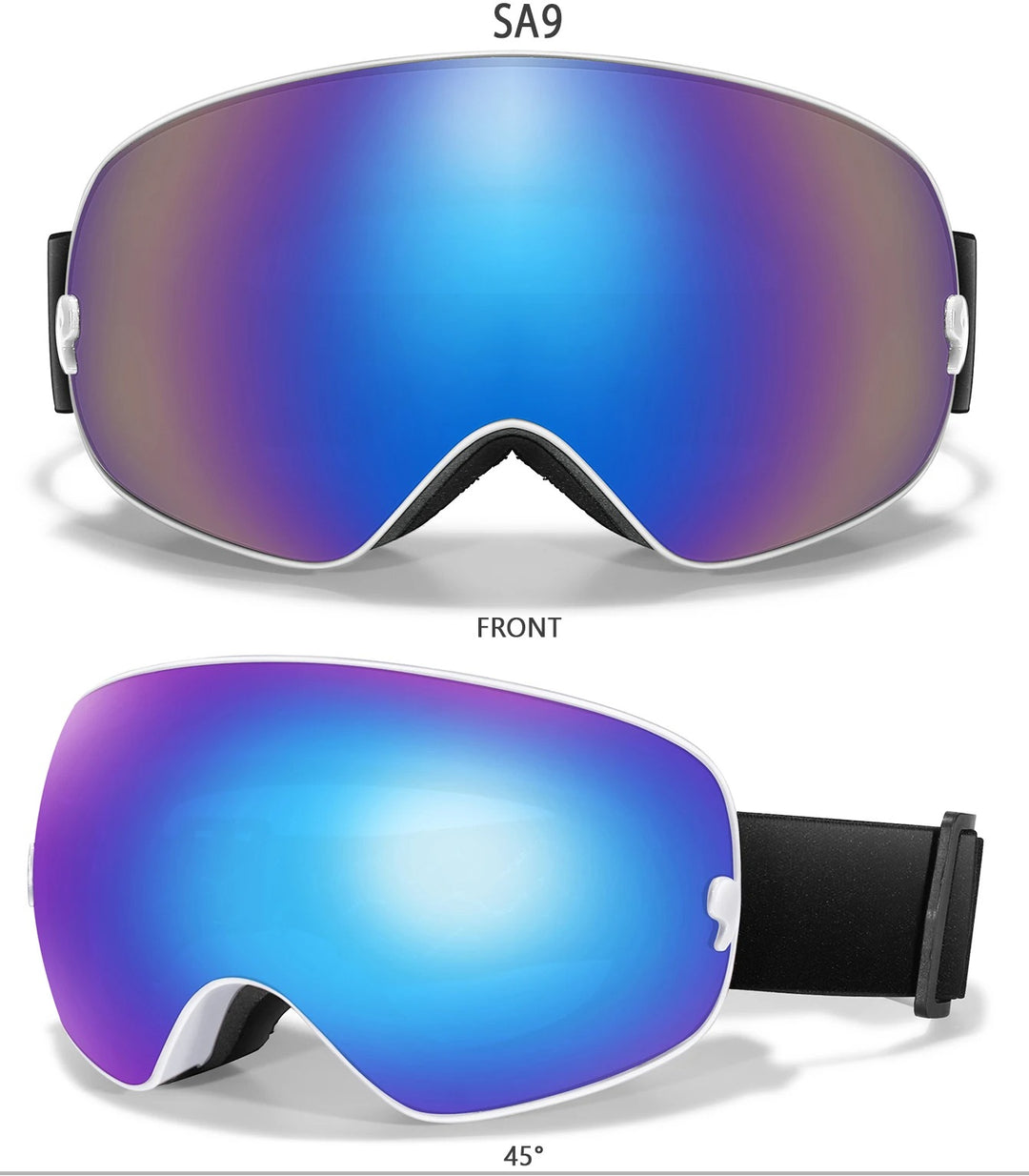 Premium Ski Goggles – Large Comma Spherical Design, Double-Layer Anti-Fog Lens, Winter Cycling & Sled Sports Glasses, Wide Field of View, Suitable for Myopia - StrengthXPhysiotherapy