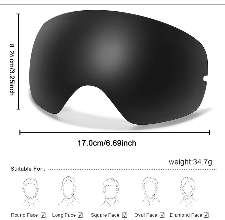 Premium Ski Goggles – Large Comma Spherical Design, Double-Layer Anti-Fog Lens, Winter Cycling & Sled Sports Glasses, Wide Field of View, Suitable for Myopia - StrengthXPhysiotherapy