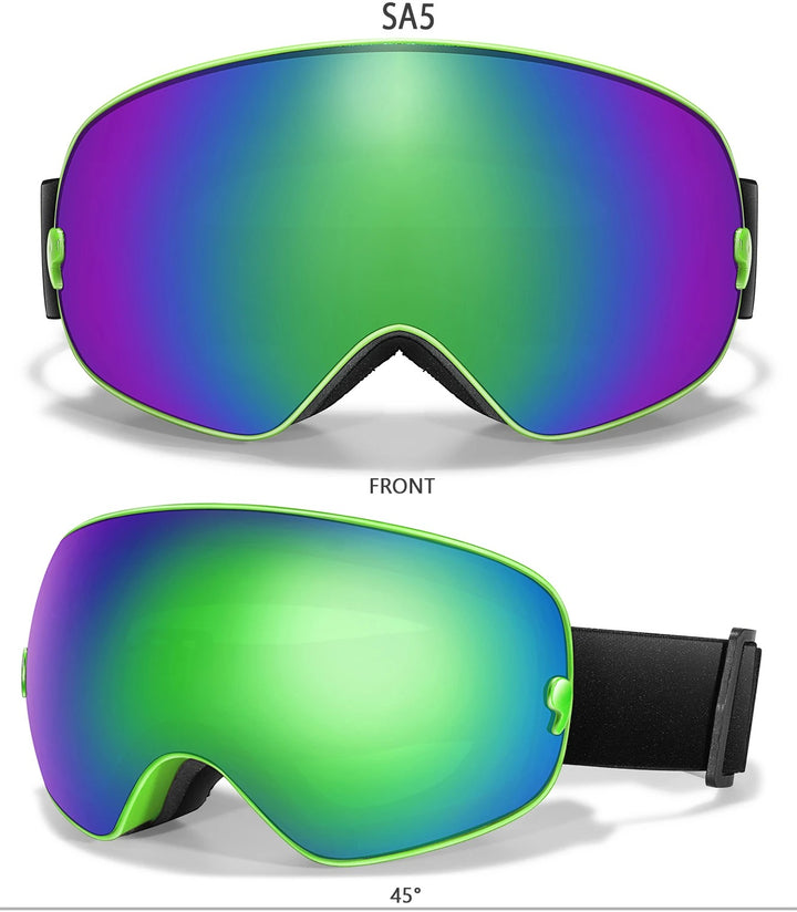 Premium Ski Goggles – Large Comma Spherical Design, Double-Layer Anti-Fog Lens, Winter Cycling & Sled Sports Glasses, Wide Field of View, Suitable for Myopia - StrengthXPhysiotherapy