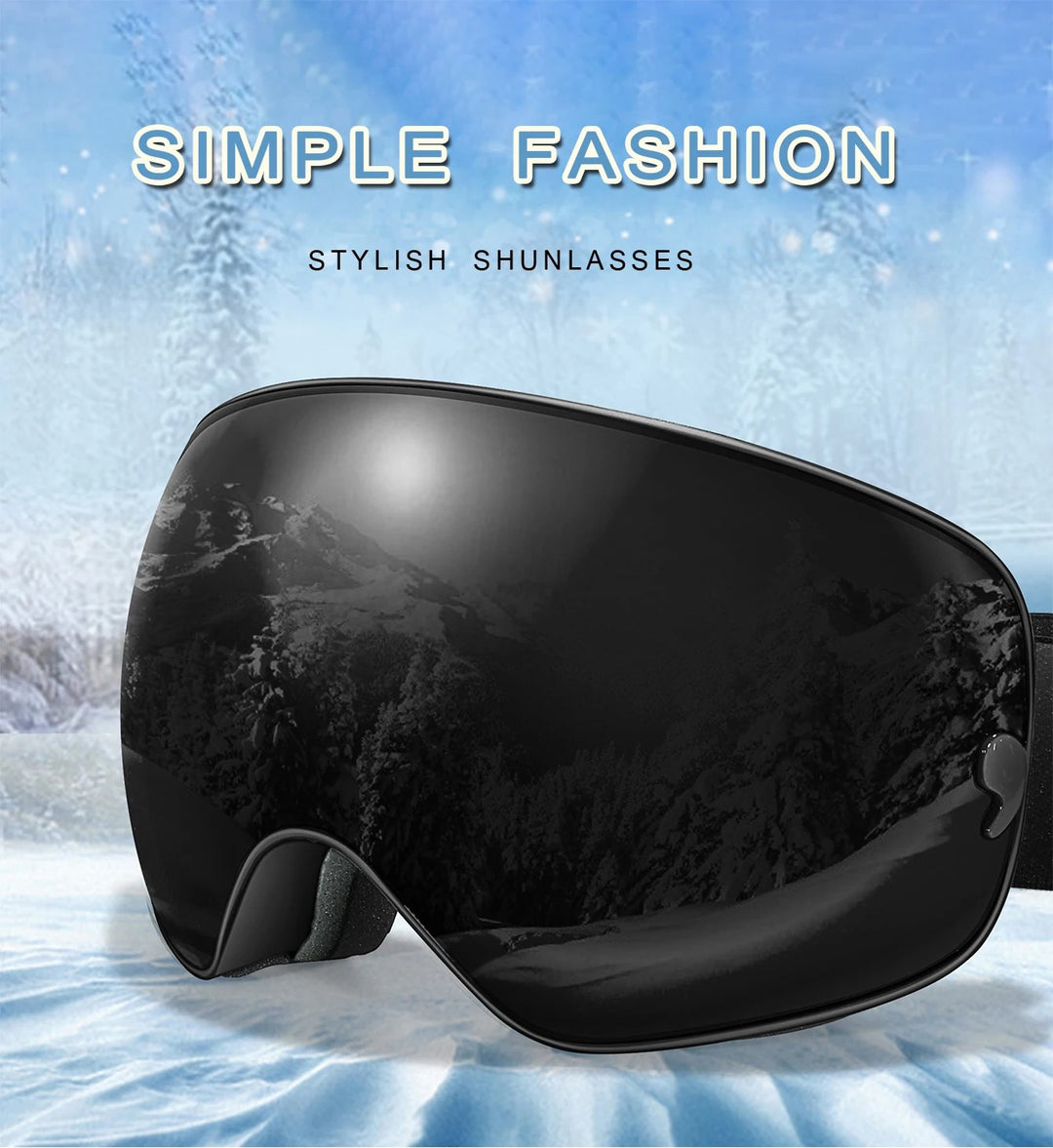 Premium Ski Goggles – Large Comma Spherical Design, Double-Layer Anti-Fog Lens, Winter Cycling & Sled Sports Glasses, Wide Field of View, Suitable for Myopia - StrengthXPhysiotherapy