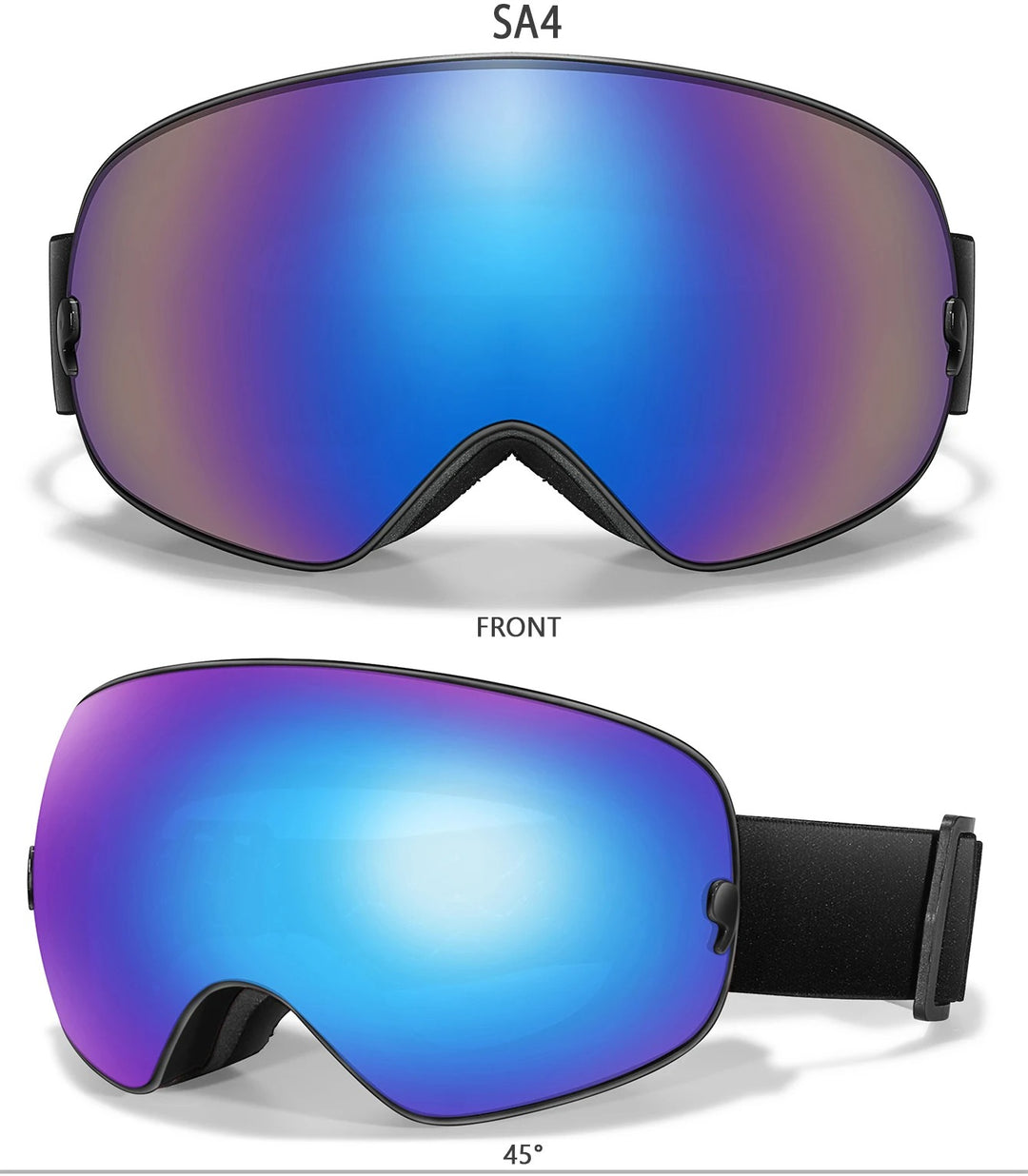 Premium Ski Goggles – Large Comma Spherical Design, Double-Layer Anti-Fog Lens, Winter Cycling & Sled Sports Glasses, Wide Field of View, Suitable for Myopia - StrengthXPhysiotherapy
