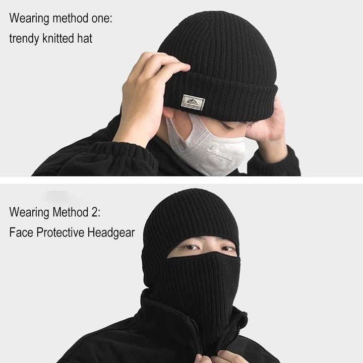 Premium Winter Balaclava Hat – 2-in-1 Knitted Ski Mask Beanie for Men, Windproof, Warm, Cold-Resistant Earmuff Cap for  