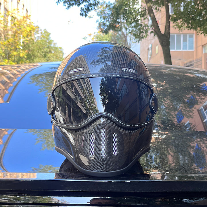 Premium Full Face Motorcycle Helmet – Retro Tokyo Style, Fiberglass, Clear Visor, Japan TT Design, Casco Moto for Men & Women