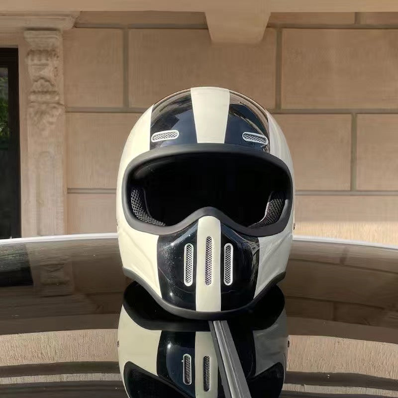 Premium Full Face Motorcycle Helmet – Retro Tokyo Style, Fiberglass, Clear Visor, Japan TT Design, Casco Moto for Men & Women